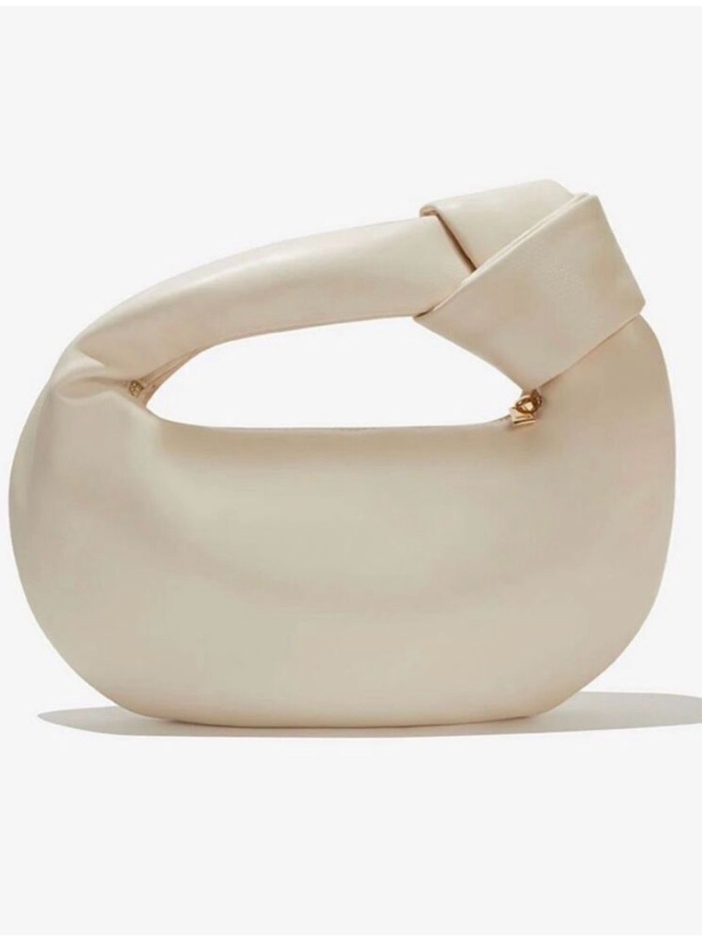 Melie Bianco Cream Knot-Top Hobo Clutch